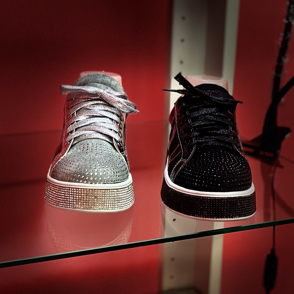 Jessi Bedazzled Suede mesh sneakers